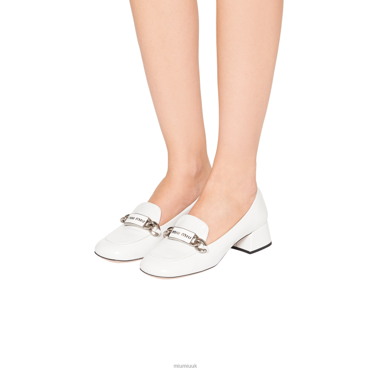 Shoes Leather Loafers Miu Miu XH28Z324 White