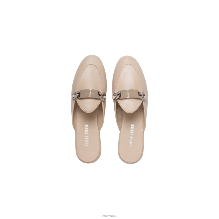 Shoes Leather Loafers Miu Miu XH28Z327 Desert Beige