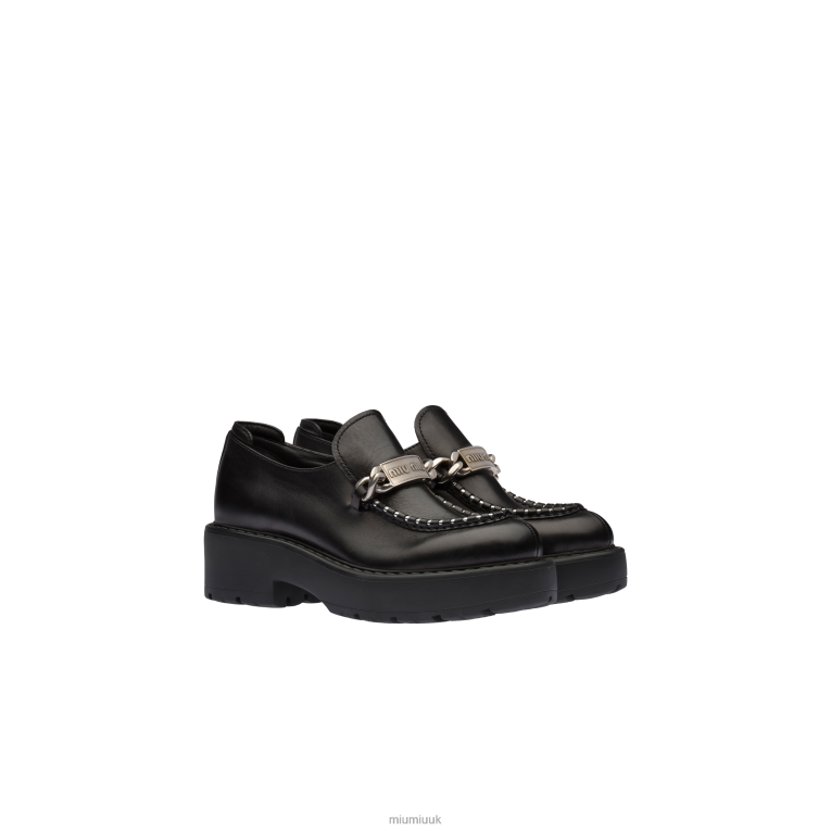 Shoes Leather Loafers Miu Miu XH28Z330 Black