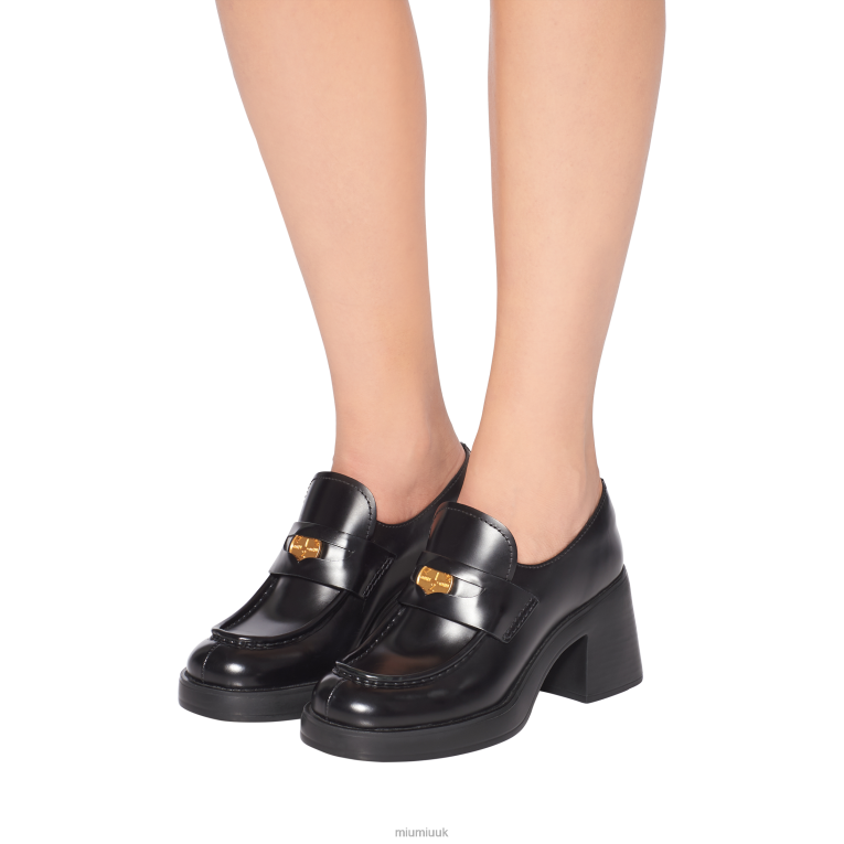 Shoes Leather Penny Loafers Miu Miu XH28Z305 Black