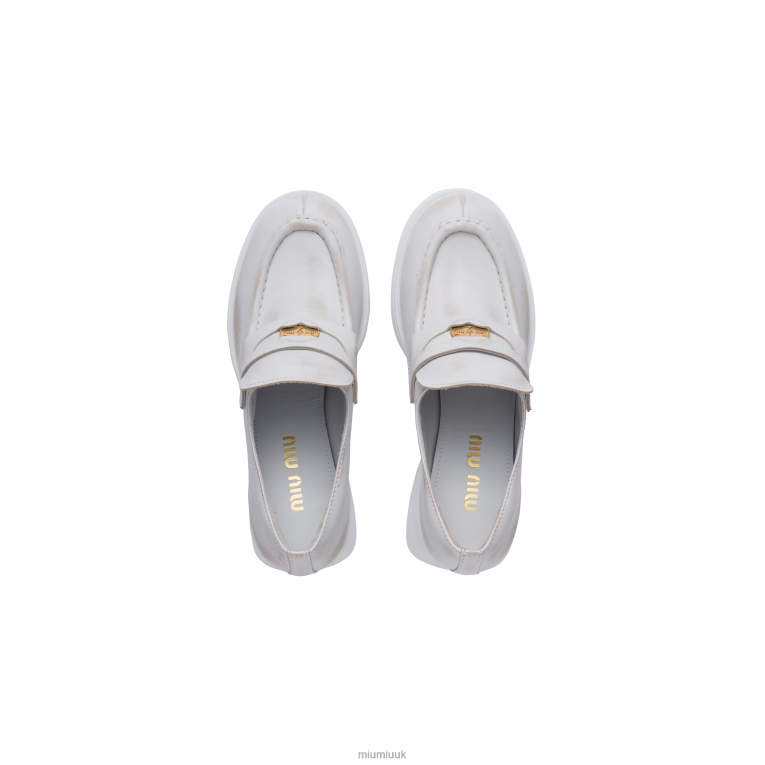 Shoes Leather Penny Loafers Miu Miu XH28Z306 White