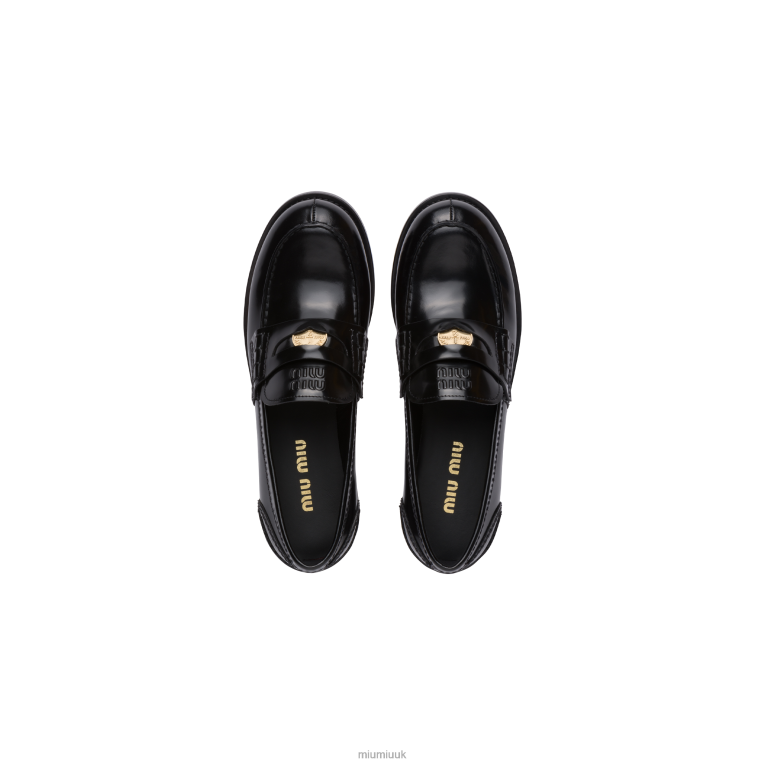 Shoes Leather Penny Loafers Miu Miu XH28Z309 Black