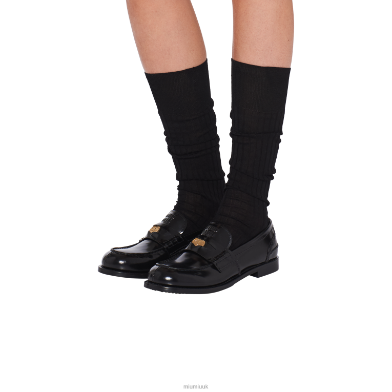 Shoes Leather Penny Loafers Miu Miu XH28Z309 Black