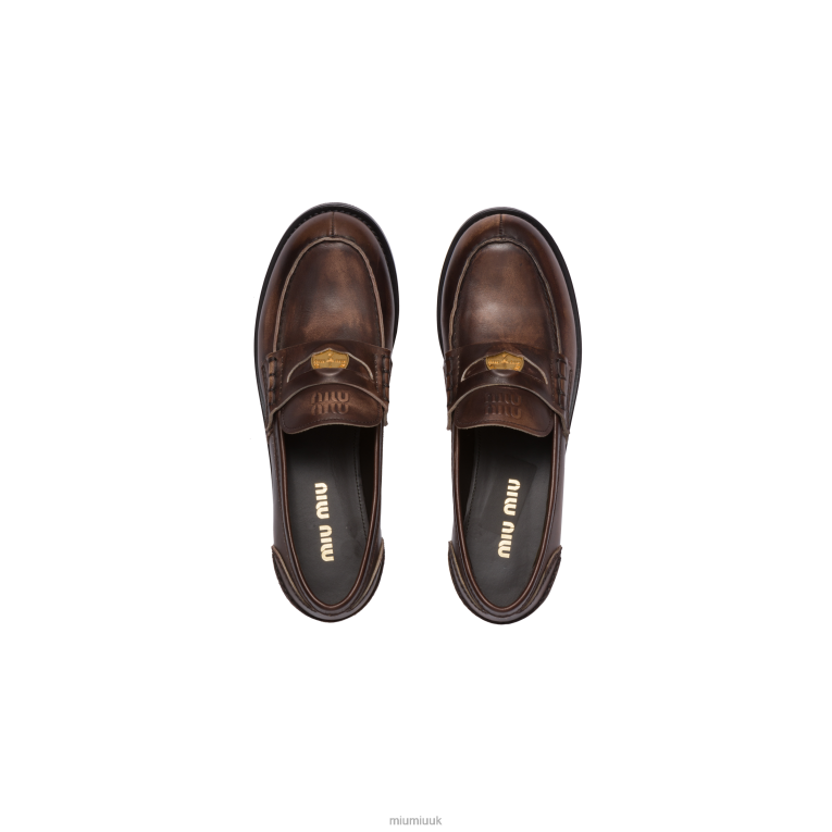 Shoes Leather Penny Loafers Miu Miu XH28Z310 Ebony