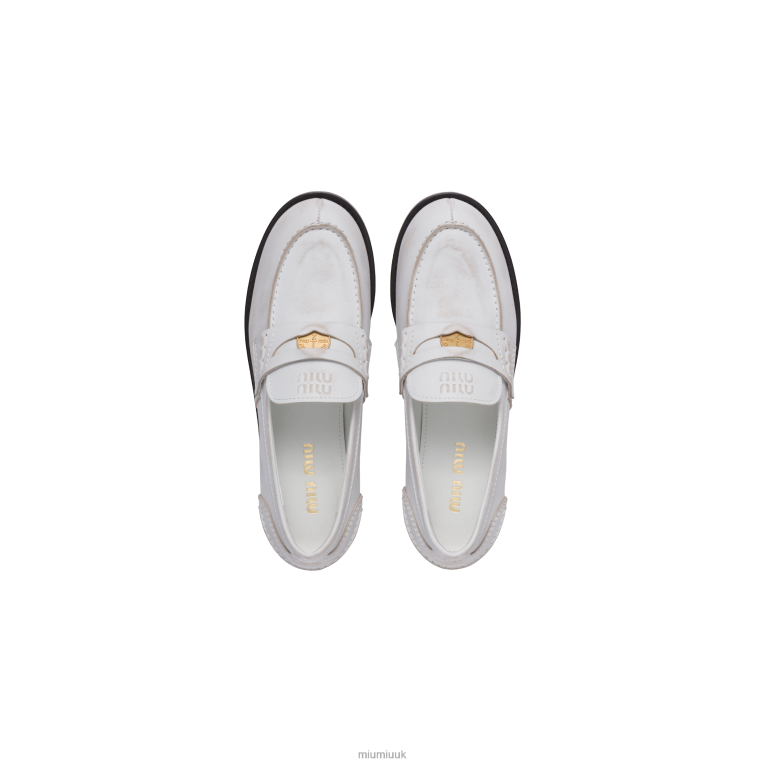 Shoes Leather Penny Loafers Miu Miu XH28Z312 White
