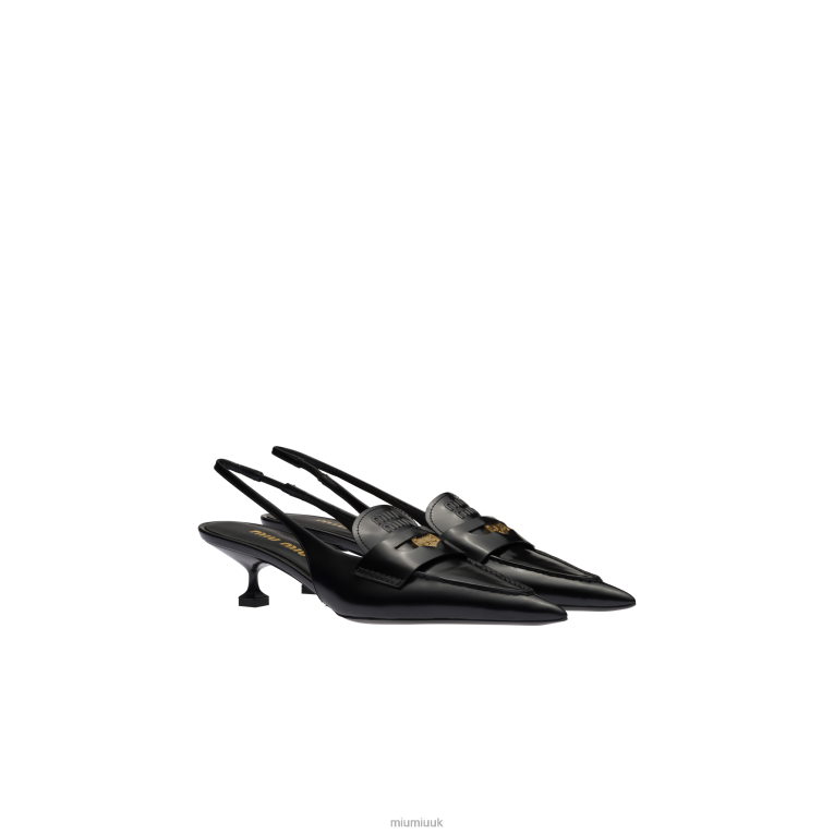 Shoes Leather Penny Loafers With Heel Miu Miu XH28Z315 Black