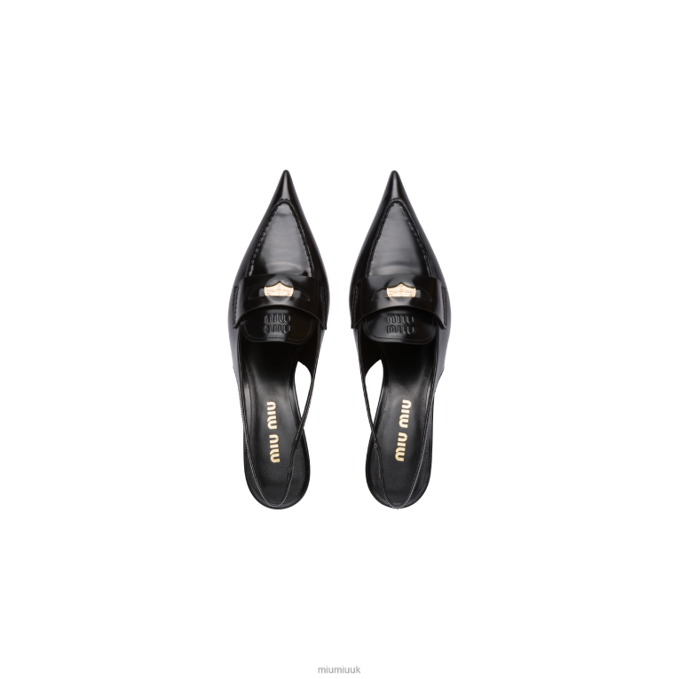 Shoes Leather Penny Loafers With Heel Miu Miu XH28Z315 Black