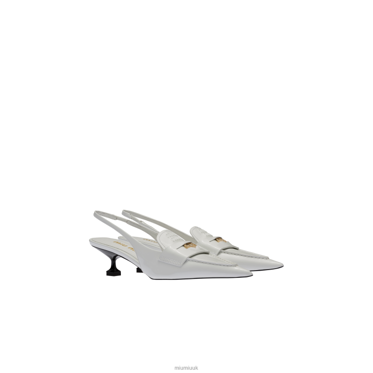 Shoes Leather Penny Loafers With Heel Miu Miu XH28Z316 White