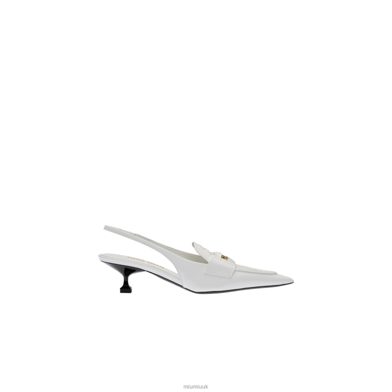 Shoes Leather Penny Loafers With Heel Miu Miu XH28Z316 White
