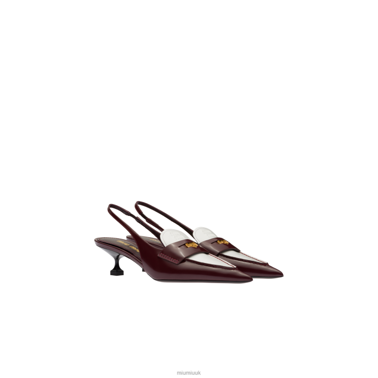Shoes Leather Penny Loafers With Heel Miu Miu XH28Z317 Garnet/White