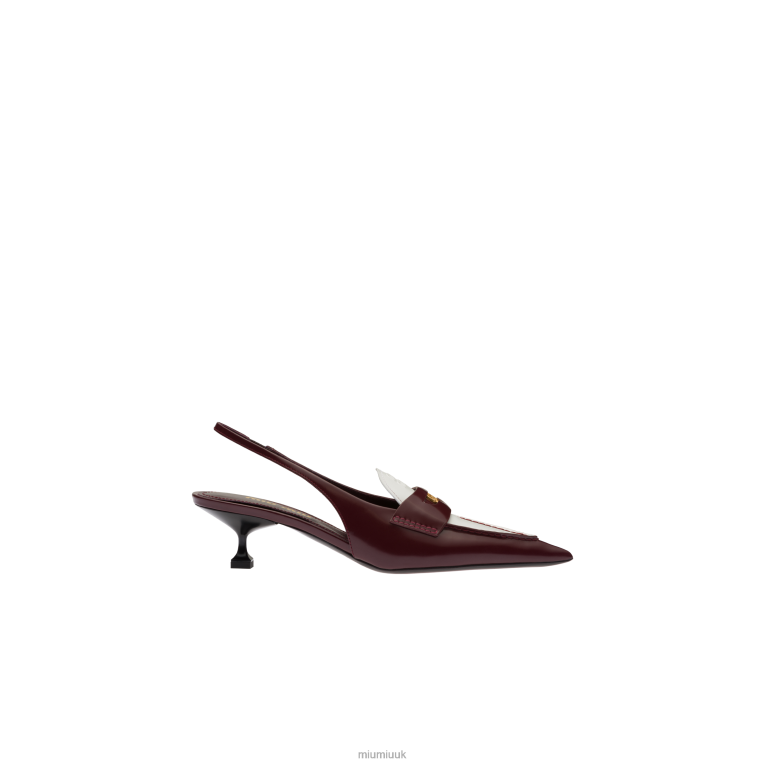 Shoes Leather Penny Loafers With Heel Miu Miu XH28Z317 Garnet/White