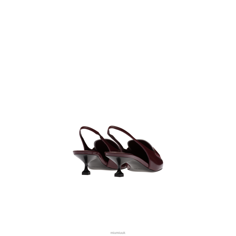Shoes Leather Penny Loafers With Heel Miu Miu XH28Z317 Garnet/White