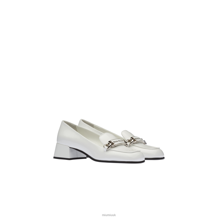 Shoes Patent Leather Loafers Miu Miu XH28Z325 White