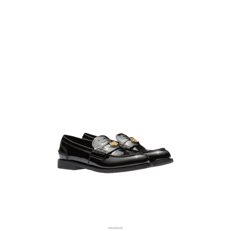 Shoes Patent Leather Penny Loafers Miu Miu XH28Z307 Black
