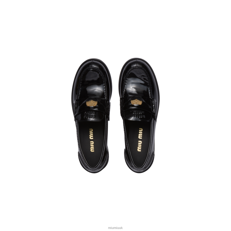 Shoes Patent Leather Penny Loafers Miu Miu XH28Z307 Black