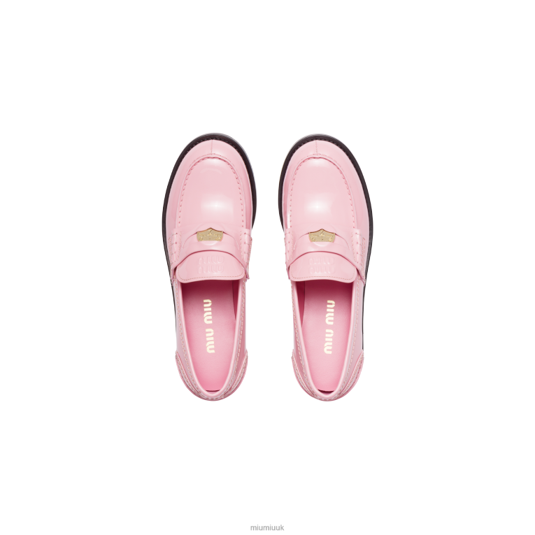 Shoes Patent Leather Penny Loafers Miu Miu XH28Z311 Pink