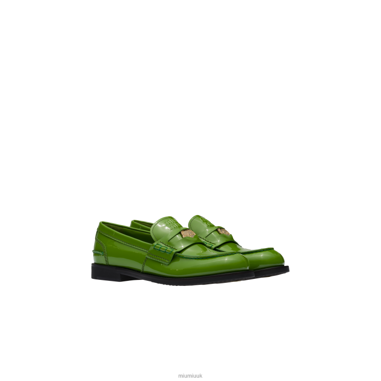 Shoes Patent Leather Penny Loafers Miu Miu XH28Z320 Apple Green