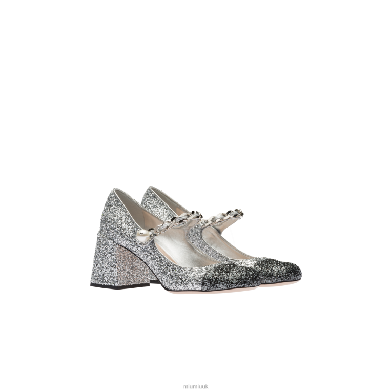 Shoes Glitter Pumps Miu Miu XH28Z193 Silver/Slate