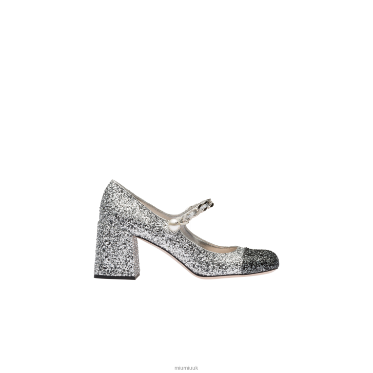 Shoes Glitter Pumps Miu Miu XH28Z193 Silver/Slate
