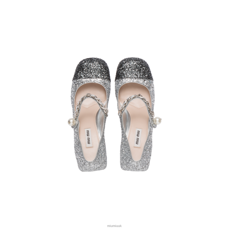 Shoes Glitter Pumps Miu Miu XH28Z193 Silver/Slate