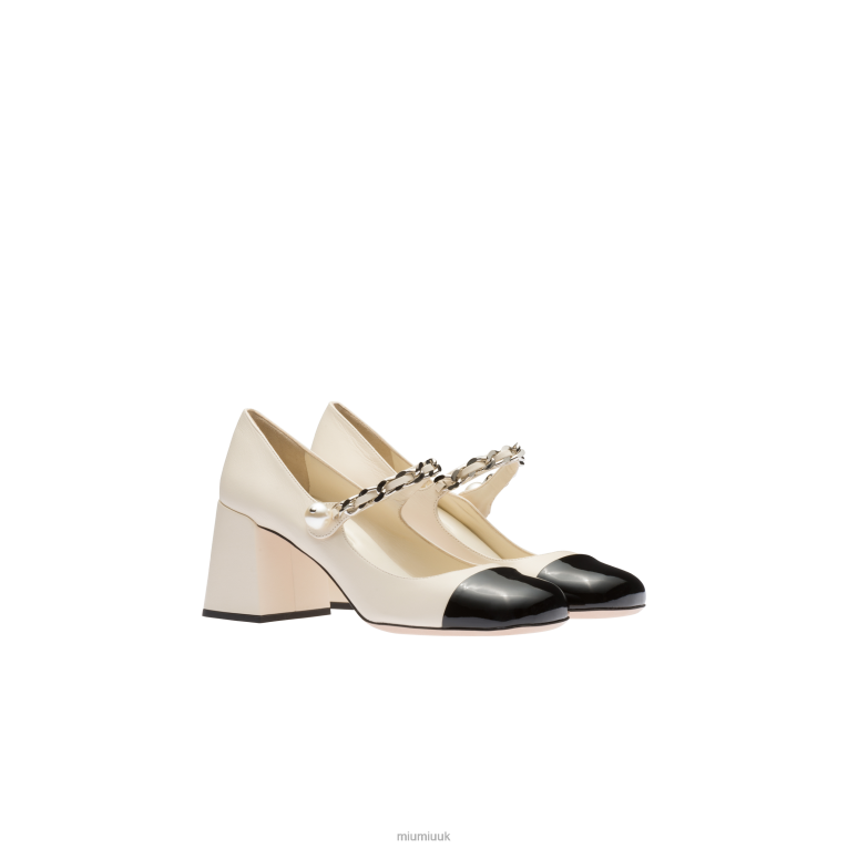 Shoes Leather Pumps Miu Miu XH28Z192 Ivory/Black