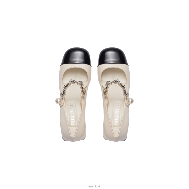 Shoes Leather Pumps Miu Miu XH28Z192 Ivory/Black