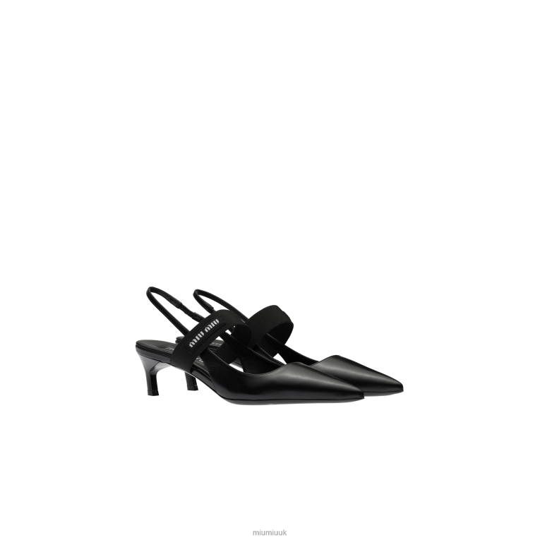 Shoes Leather Slingback Pumps Miu Miu XH28Z183 Black