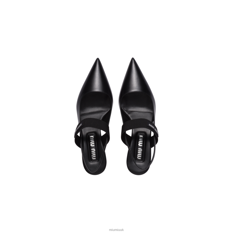 Shoes Leather Slingback Pumps Miu Miu XH28Z183 Black