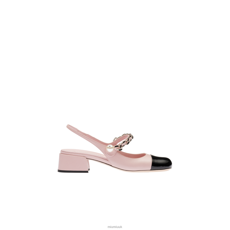 Shoes Leather Slingback Pumps Miu Miu XH28Z189 Alabaster White/Black
