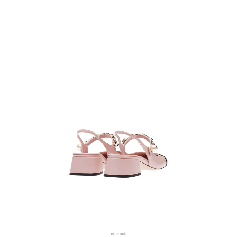 Shoes Leather Slingback Pumps Miu Miu XH28Z189 Alabaster White/Black