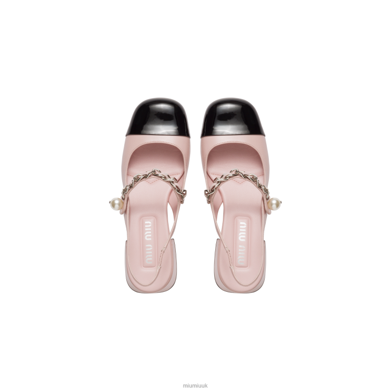 Shoes Leather Slingback Pumps Miu Miu XH28Z189 Alabaster White/Black