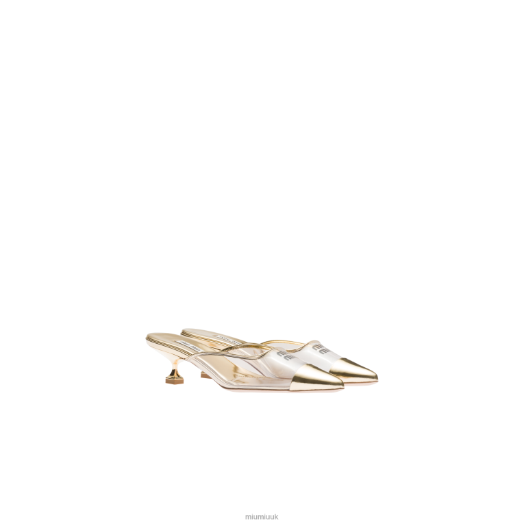 Shoes Metallic Leather And Plexiglas Mules Miu Miu XH28Z206 Platinum
