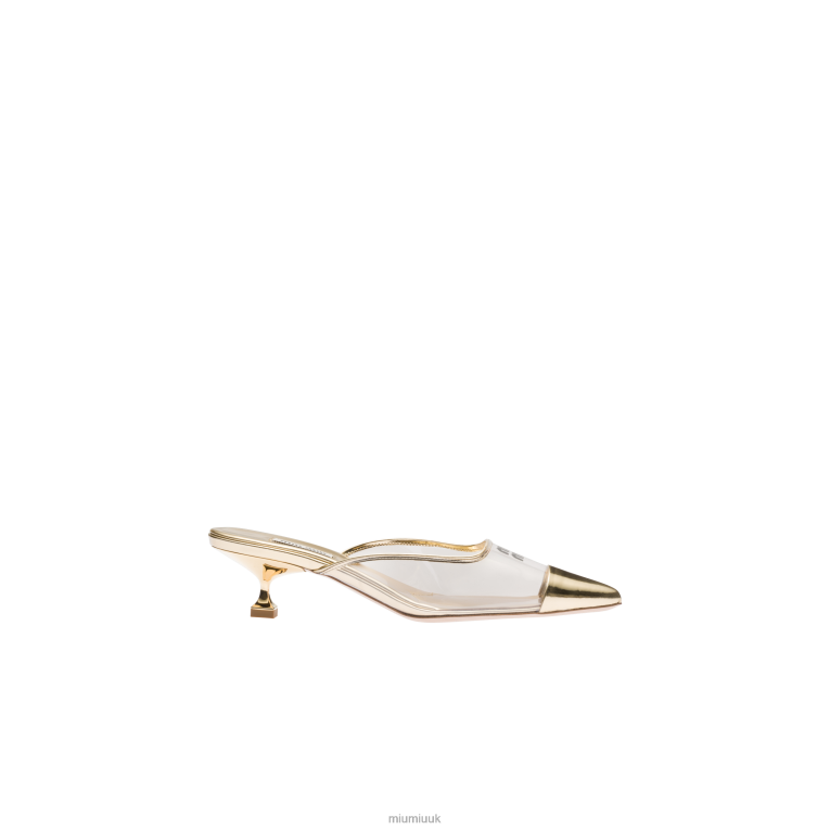 Shoes Metallic Leather And Plexiglas Mules Miu Miu XH28Z206 Platinum