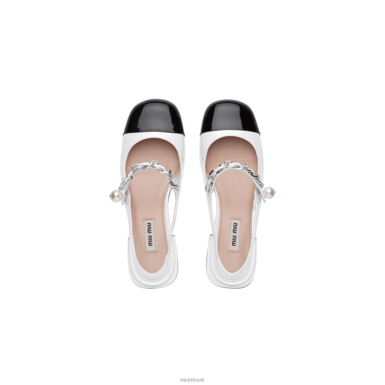 Shoes Patent Leather Pumps Miu Miu XH28Z191 White/Black