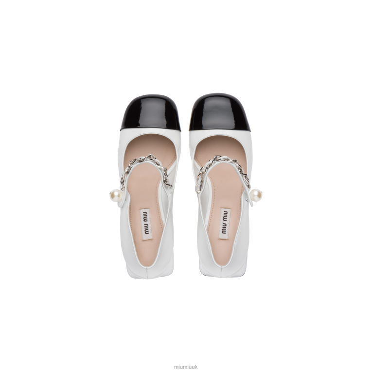 Shoes Patent Leather Pumps Miu Miu XH28Z194 White/Black