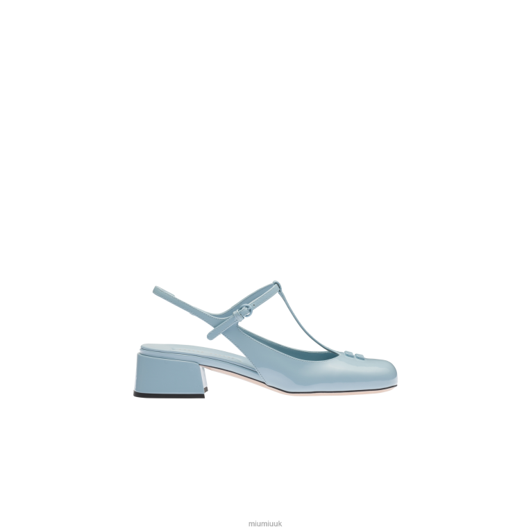 Shoes Patent Leather Slingback Pumps Miu Miu XH28Z179 Light Blue