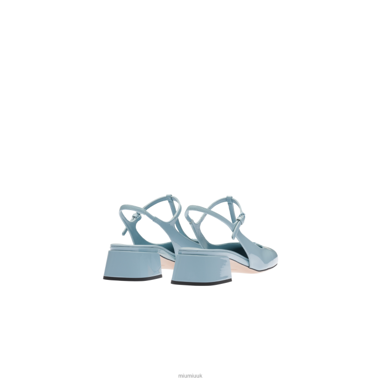 Shoes Patent Leather Slingback Pumps Miu Miu XH28Z179 Light Blue