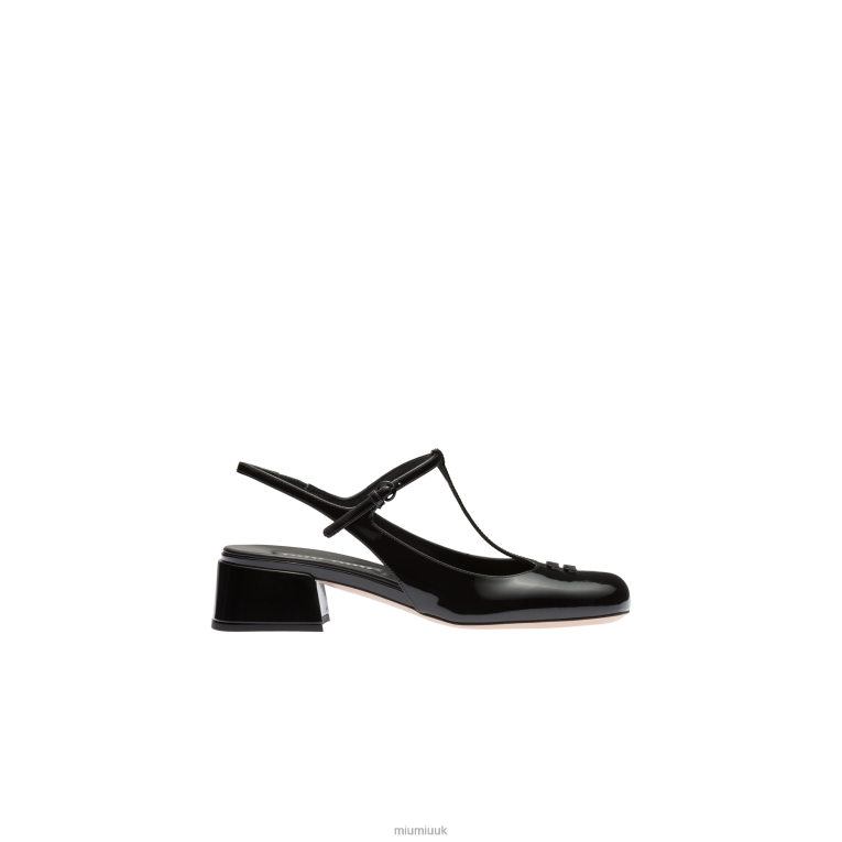 Shoes Patent Leather Slingback Pumps Miu Miu XH28Z180 Black