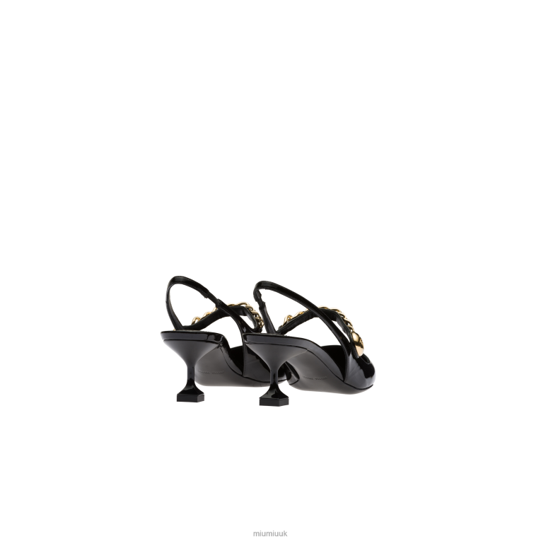 Shoes Patent Leather Slingback Pumps Miu Miu XH28Z196 Black