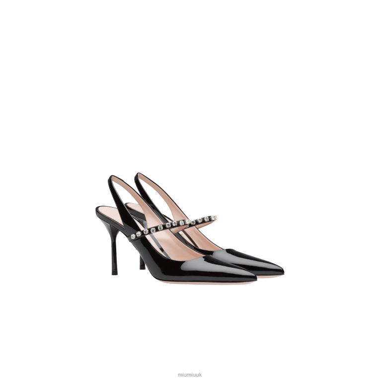 Shoes Patent Leather Slingback Pumps Miu Miu XH28Z203 Black