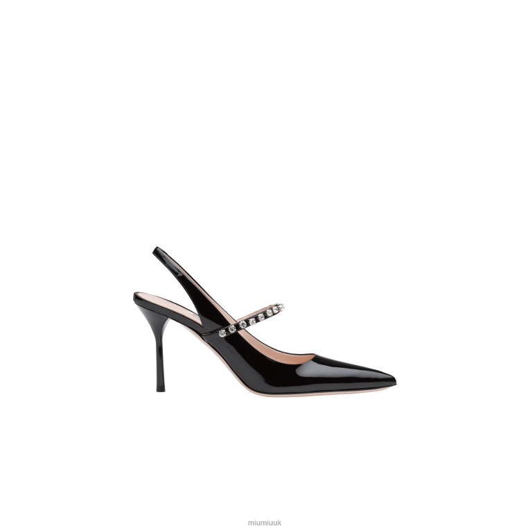 Shoes Patent Leather Slingback Pumps Miu Miu XH28Z203 Black