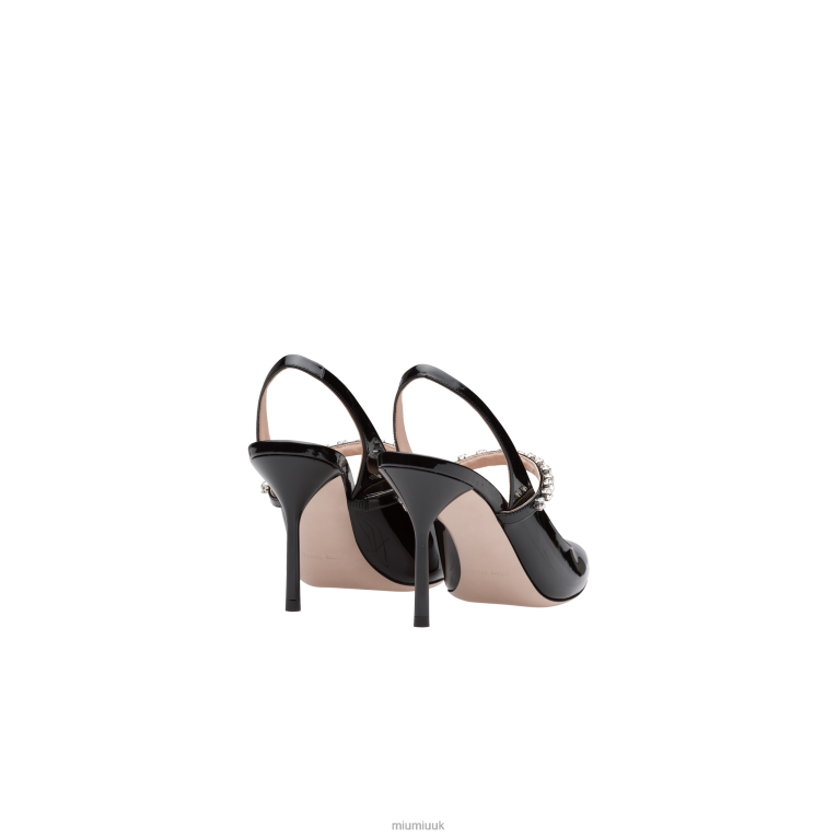 Shoes Patent Leather Slingback Pumps Miu Miu XH28Z203 Black