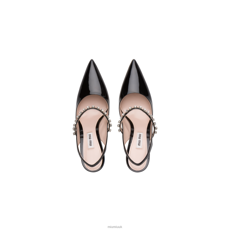 Shoes Patent Leather Slingback Pumps Miu Miu XH28Z203 Black