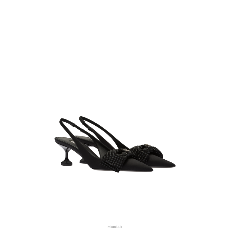 Shoes Satin Slingback Pumps Miu Miu XH28Z205 Black