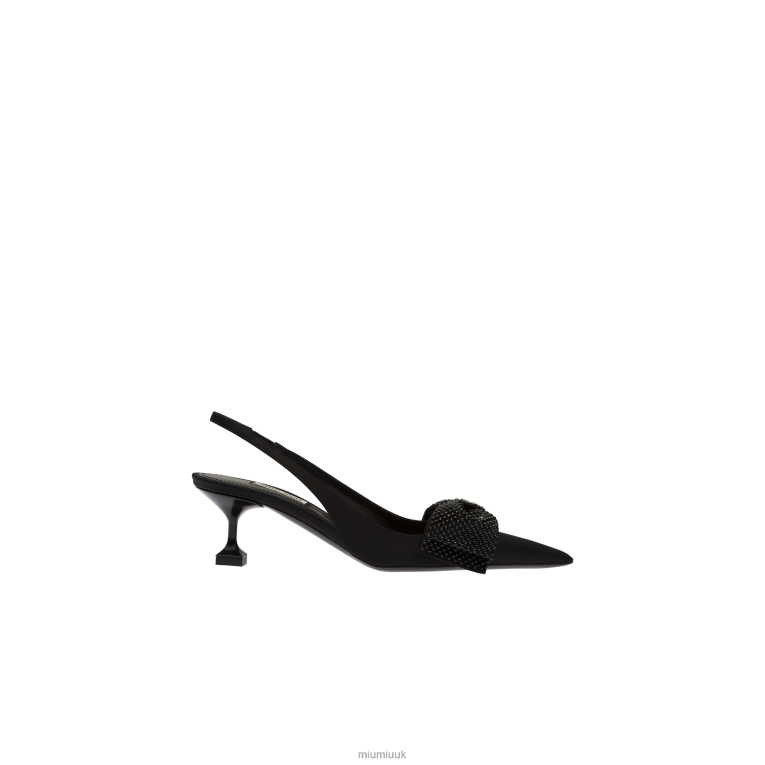 Shoes Satin Slingback Pumps Miu Miu XH28Z205 Black