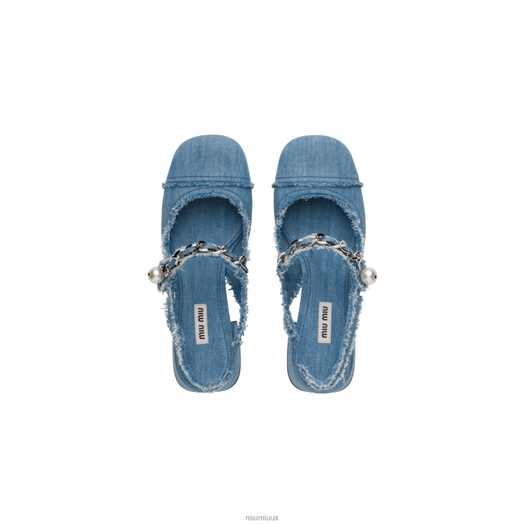 Shoes Slingback Pumps Miu Miu XH28Z207 Denim