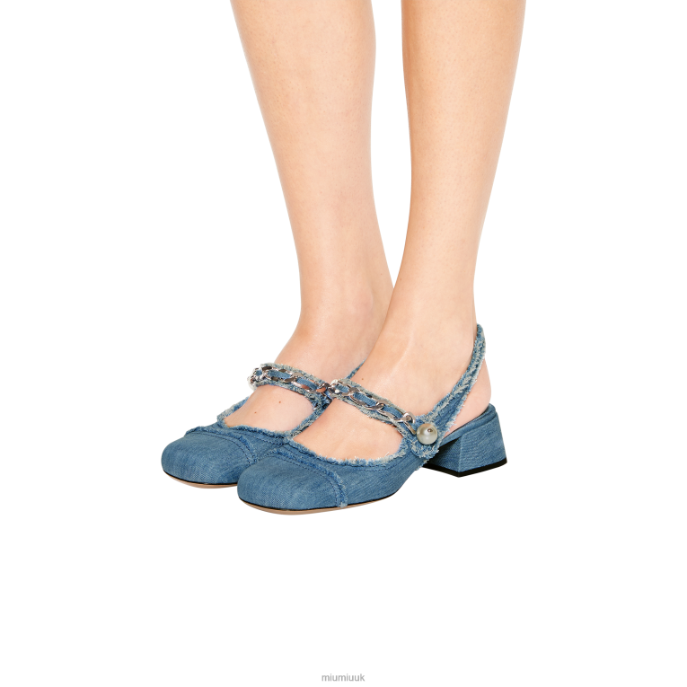 Shoes Slingback Pumps Miu Miu XH28Z207 Denim