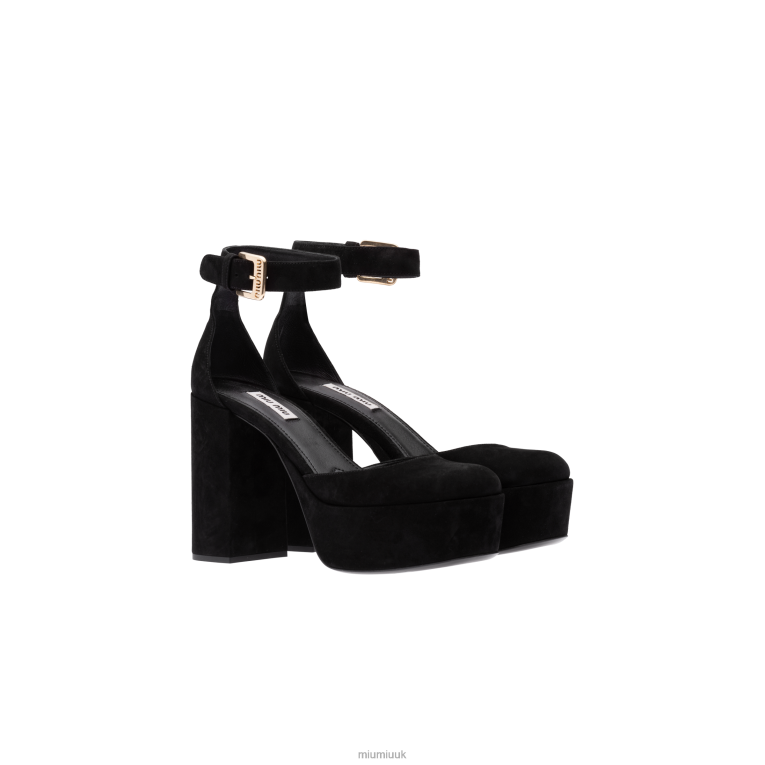 Shoes Suede Platform Pumps Miu Miu XH28Z186 Black