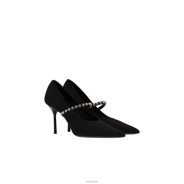 Shoes Technical Fabric Pumps With Crystals Miu Miu XH28Z202 Black