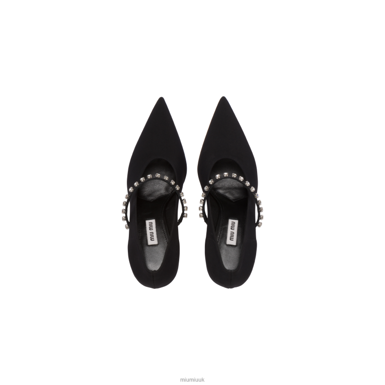 Shoes Technical Fabric Pumps With Crystals Miu Miu XH28Z202 Black